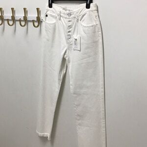 Kancan Women's High-Rise White Button-Fly Jeans